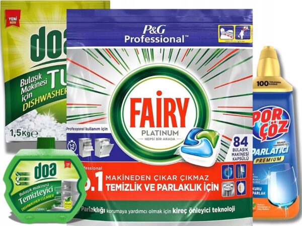 ZESTAW do zmywarki Kapsułki Fairy PLATINUM 84 szt, sól, nabłyszczacz i płyn