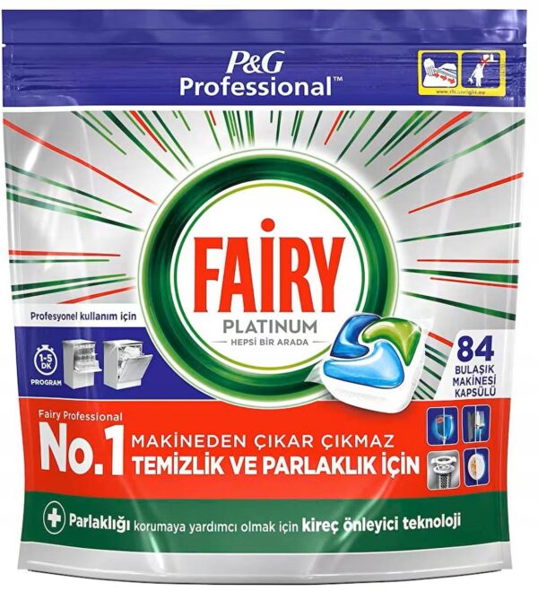 ZESTAW do zmywarki Kapsułki Fairy PLATINUM 84 szt, sól, nabłyszczacz i płyn - obrazek 2