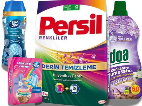 Super ZESTAW - proszek PERSIL COLOR, płyn do płukania, chusteczki i perełki